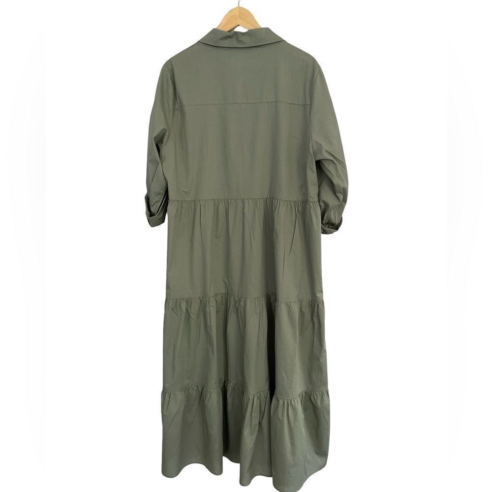 Haven Hearts Olive Green Button-Up Oversized Maxi Dress - Picture 3 of 10